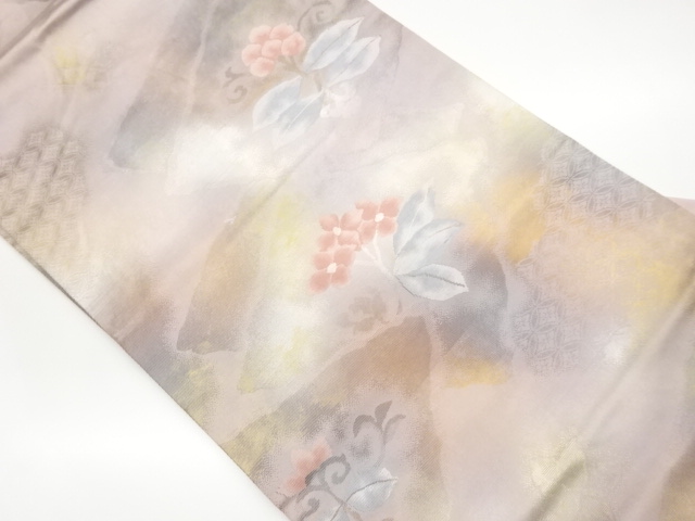 JAPANESE NAGOYA OBI / WOVEN FLOWER ARABESQUE